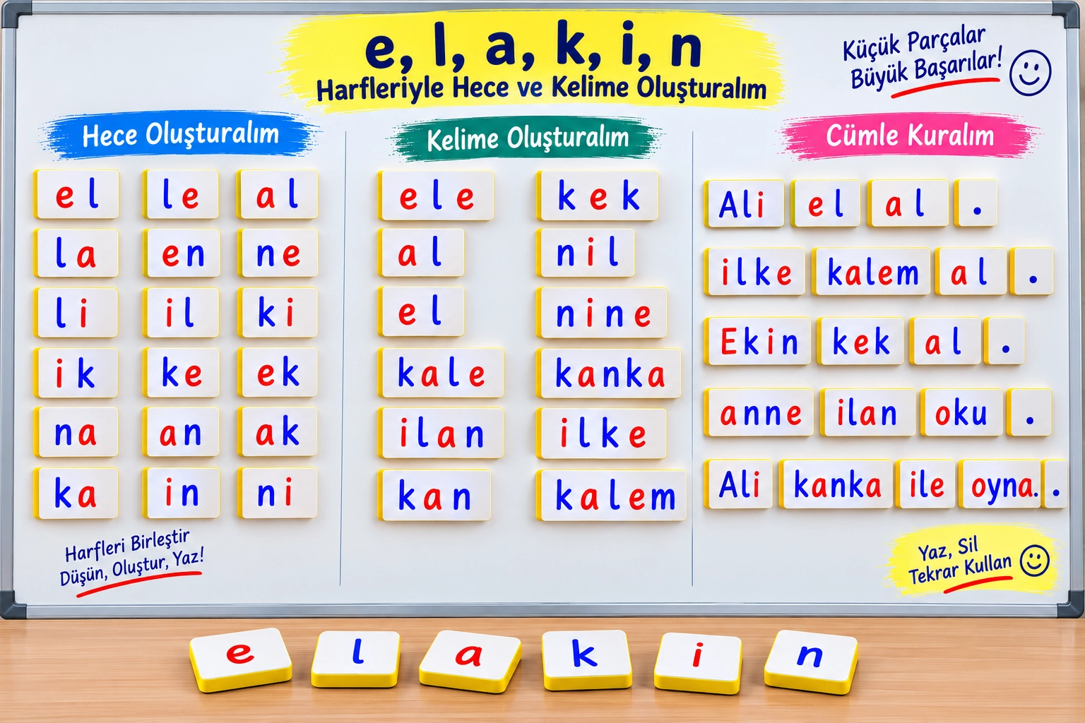 Mıknatıslı Yaz- Sil Hece ve Harf Blokları (30 Adet)