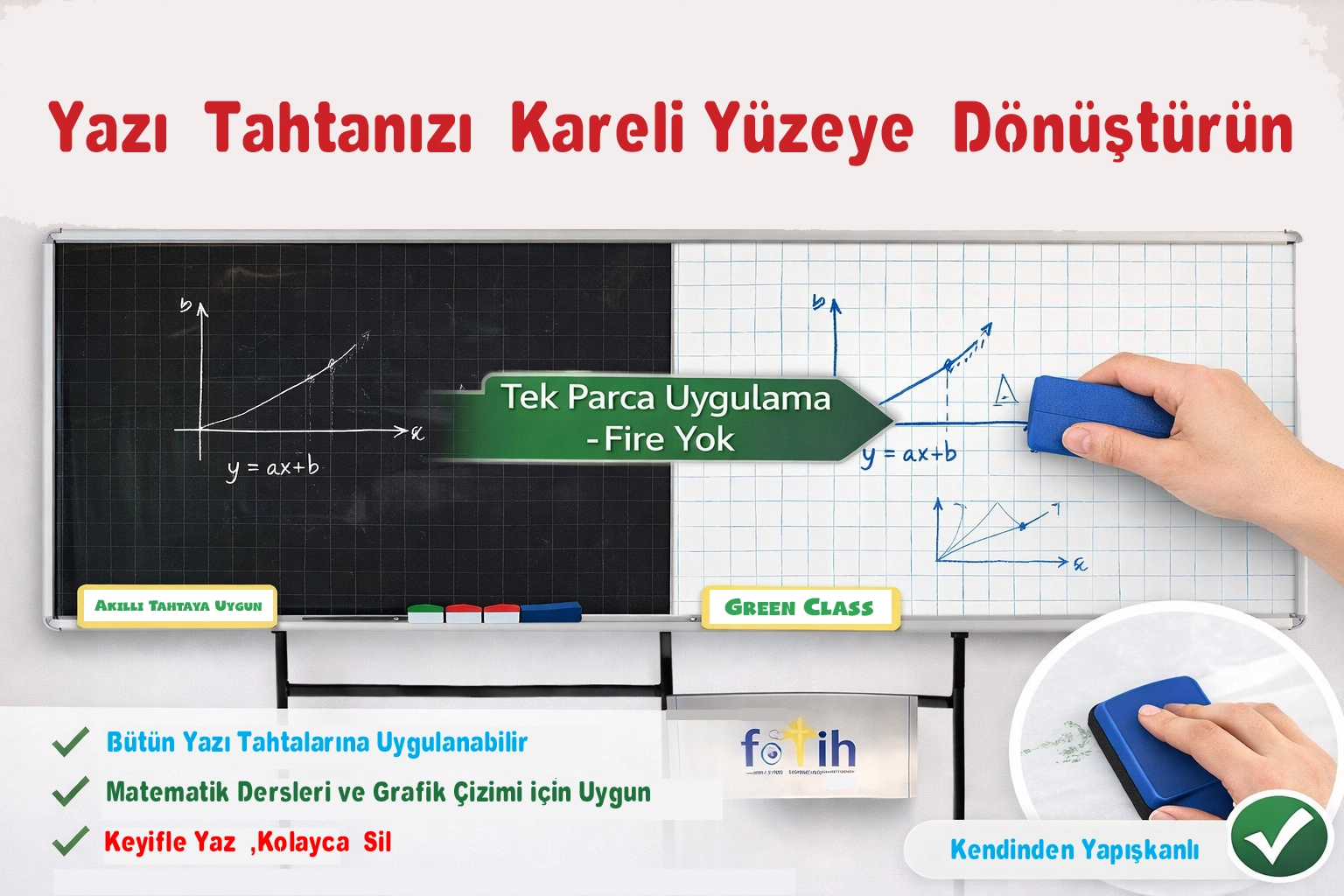 Kareli Yazı Tahtası folyosu-yapışkanlı 
