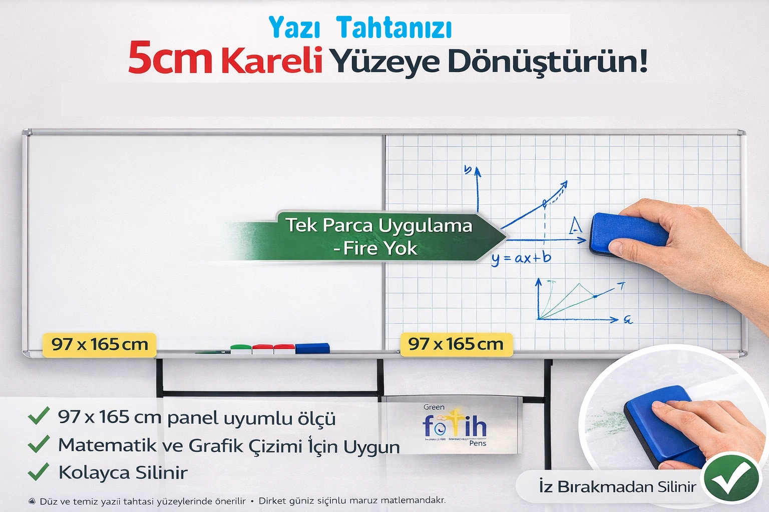 Kareli Yazı Tahtası folyosu-yapışkanlı 