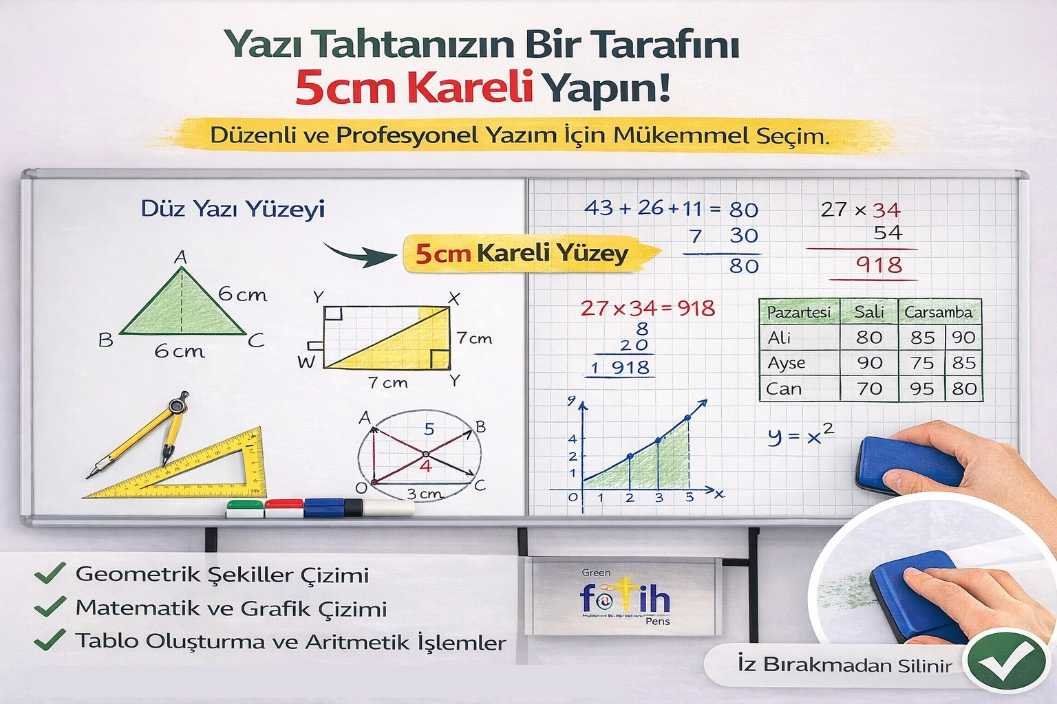 Kareli Yazı Tahtası folyosu-yapışkanlı 