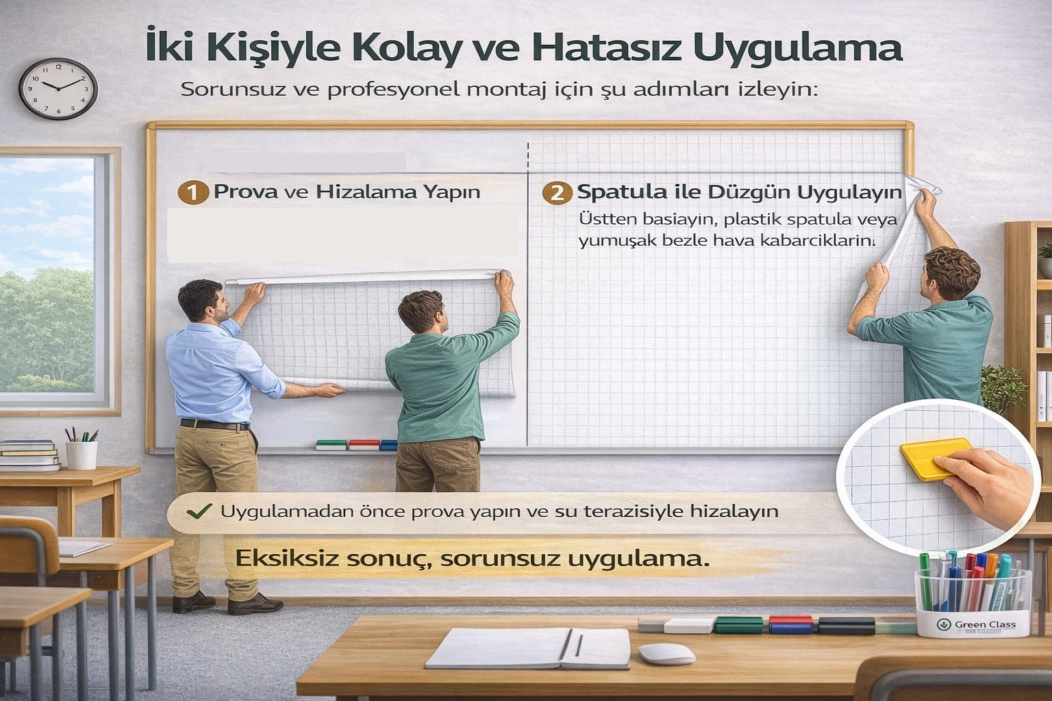Kareli Yazı Tahtası folyosu-yapışkanlı 