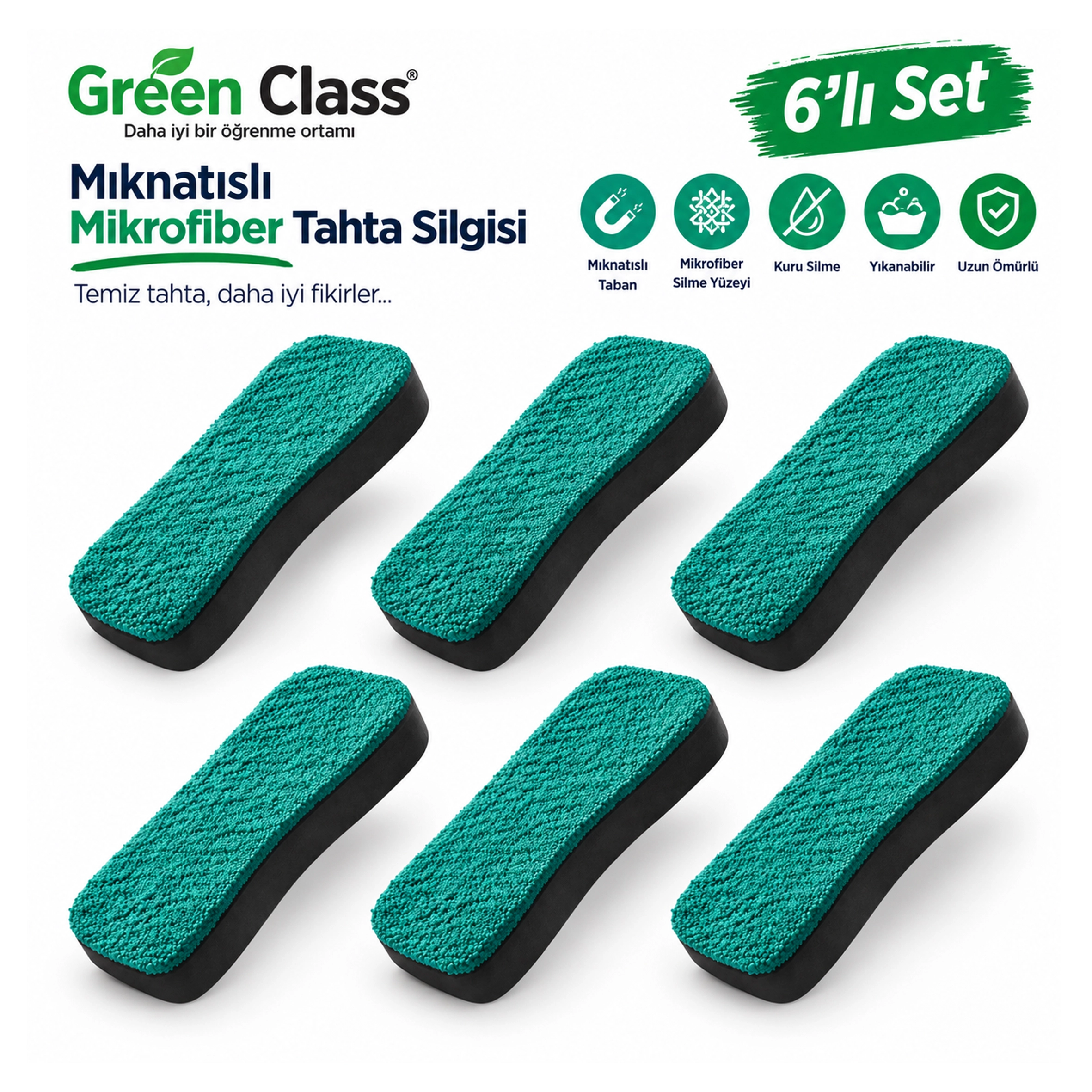 Mıknatıslı Tahta Silgisi-Microfiber- 2 Adet