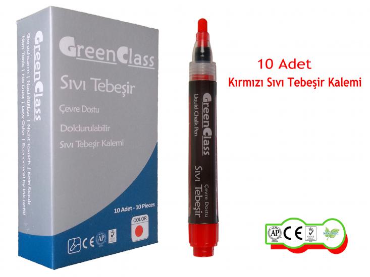 Green Class Sıvı  Tebeşir  Kalemi-Kırmızı-10’ lu