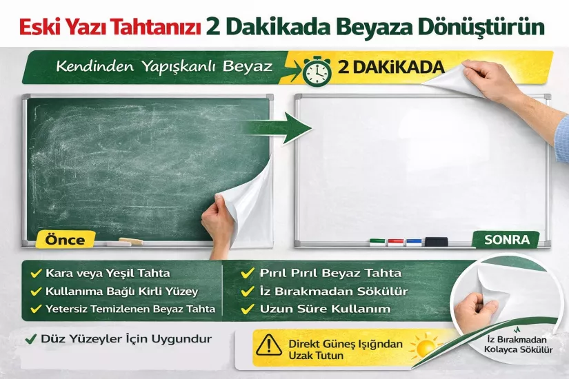 Beyaz Yazı Tahtası folyosu-yapışkanlı 120x100 cm