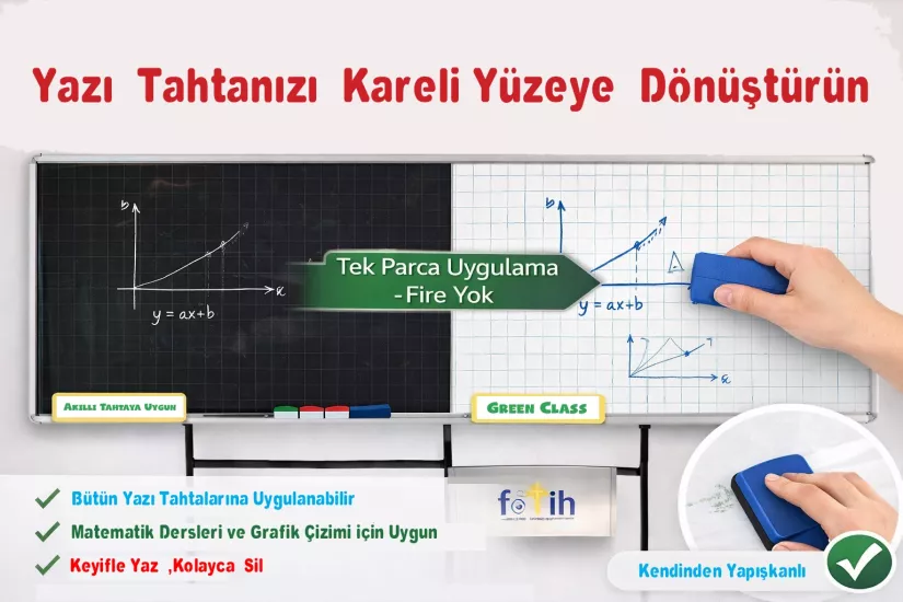 Kareli Yazı Tahtası folyosu-yapışkanlı 120x100 cm